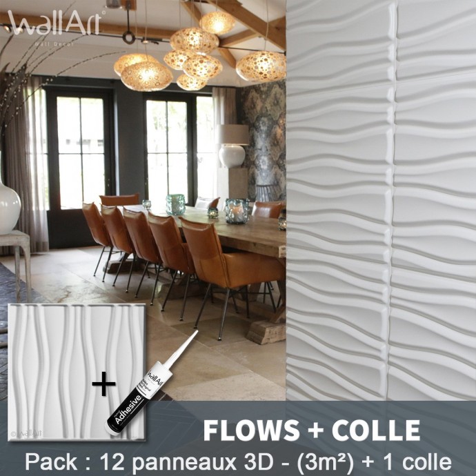 Pack Panneau Mural 3d Flows + colle