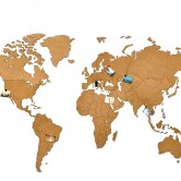 Carte du Monde Deco en Bois Marron