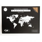 Carte du Monde murale en bois Noyer