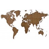 Carte du Monde murale en bois Noyer