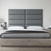 Tête de lit capitonnée grise