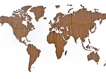 carte du monde en bambou
